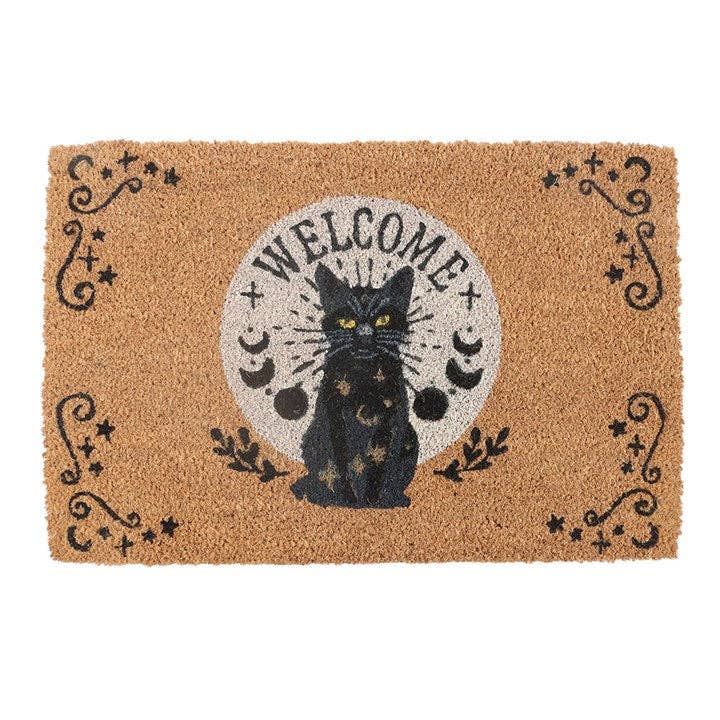 Black Cat Welcome Doormat