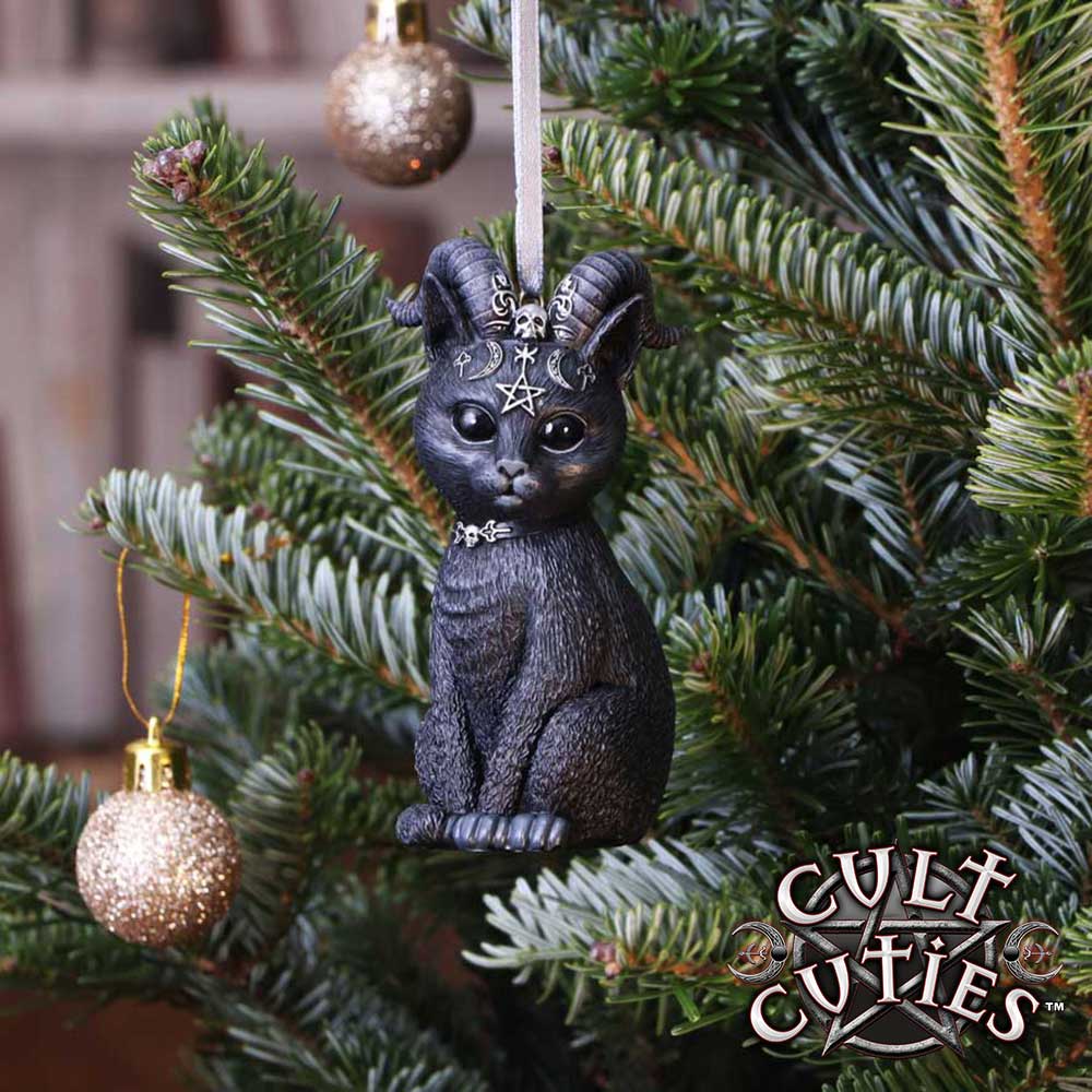 Pawzuph Black Horned Cat Hanging Decorative Ornament 10cm