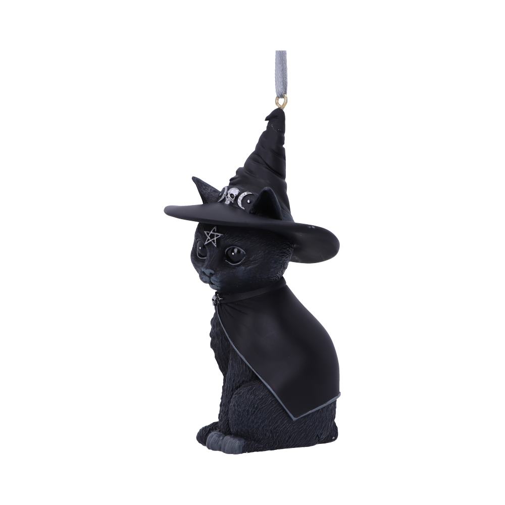Purrah Black Witch Cat Hanging Decorative Ornament 11.5cm