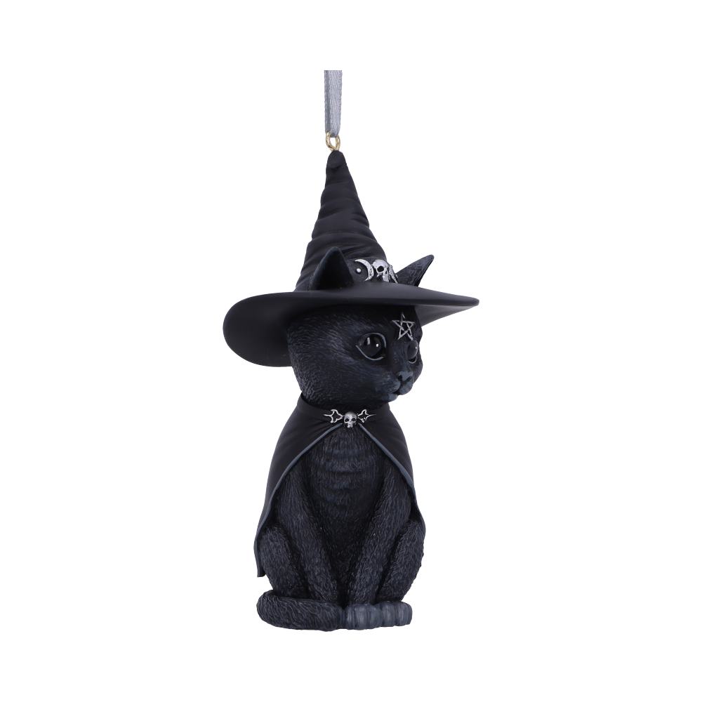 Purrah Black Witch Cat Hanging Decorative Ornament 11.5cm