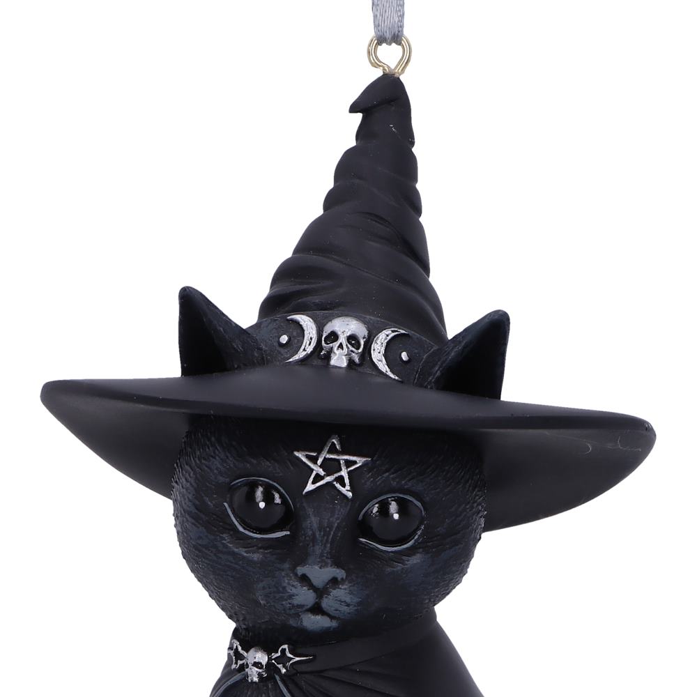 Purrah Black Witch Cat Hanging Decorative Ornament 11.5cm