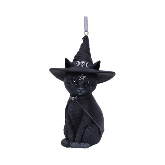 Purrah Black Witch Cat Hanging Decorative Ornament 11.5cm