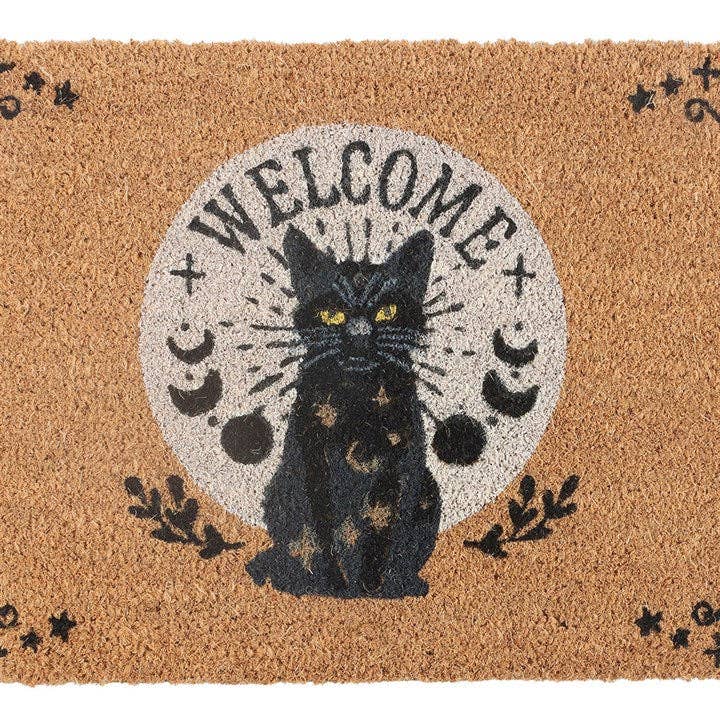 Black Cat Welcome Doormat