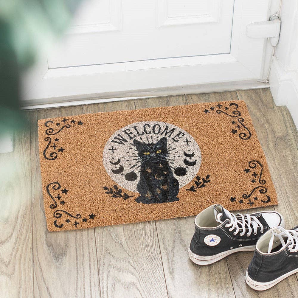 Black Cat Welcome Doormat