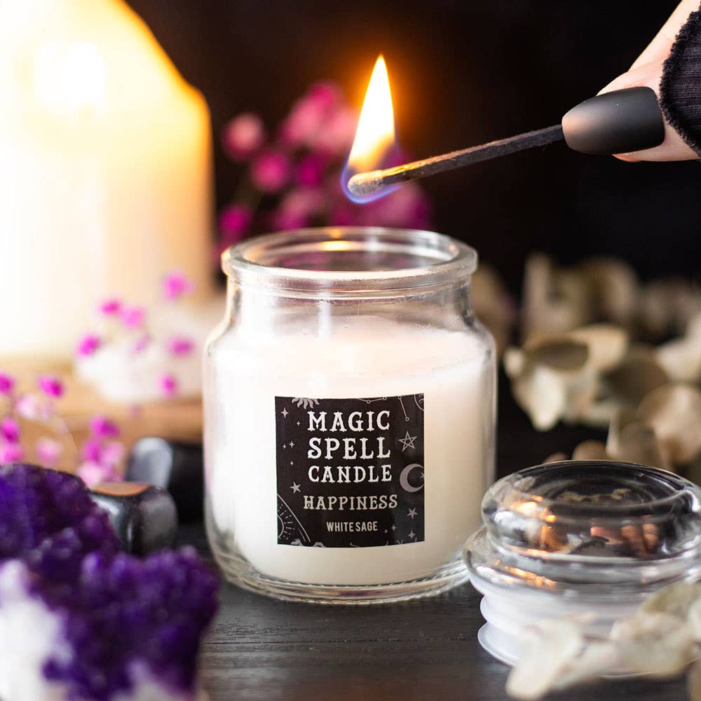 White Sage 'Happiness' Magic Spell Mini Candle Jar