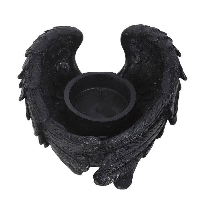 Gothic Raven Wings Halloween Tealight Candle Holder