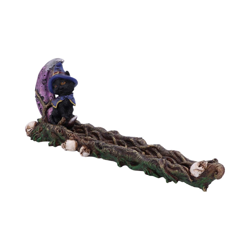 Grimalkin Witches Familiar Black Cat and Crescent Moon Incense Burner