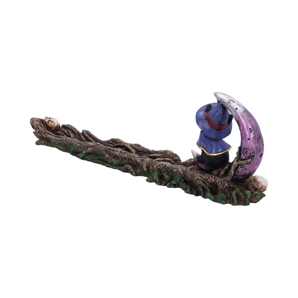 Grimalkin Witches Familiar Black Cat and Crescent Moon Incense Burner