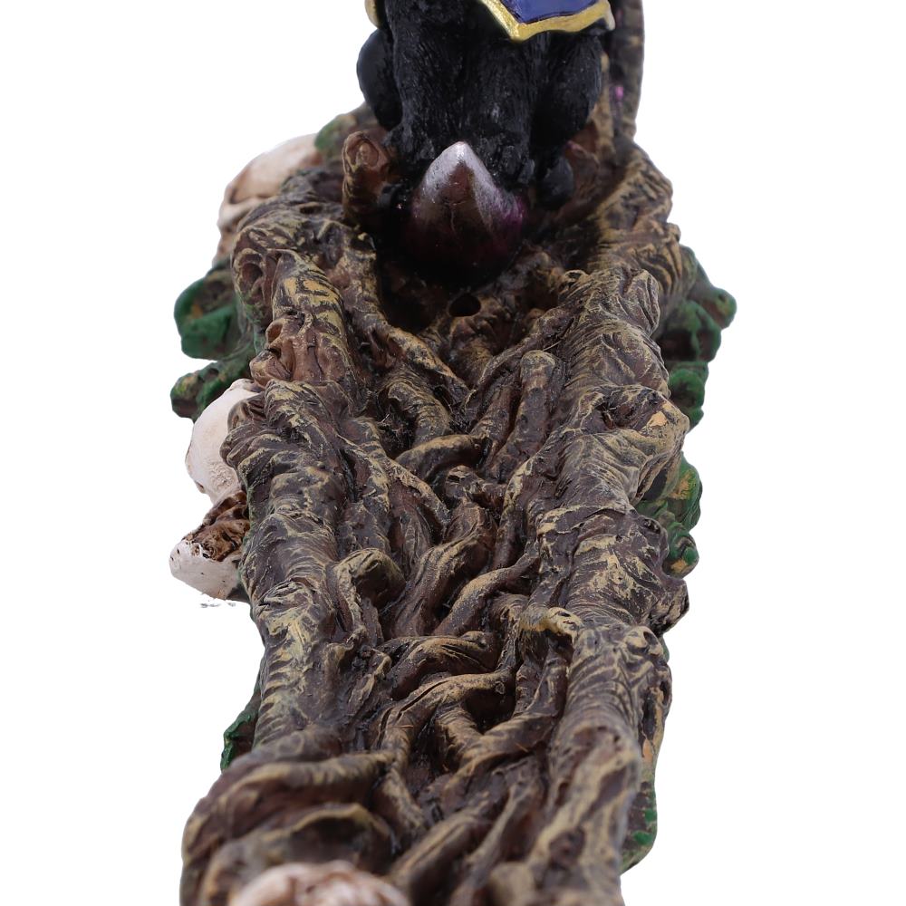 Grimalkin Witches Familiar Black Cat and Crescent Moon Incense Burner
